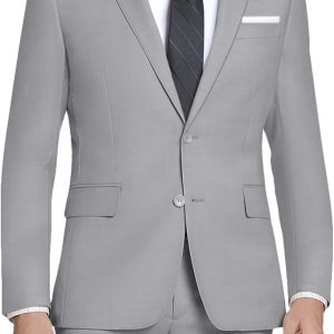 Mens 2 Piece Slim Fit Suit Set Two Button Solid Suit Jacket Pants with Tie Notch Lapel Casual Wedding Suits